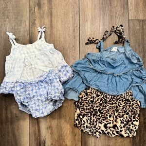 Baby Romper Set with Blue and Leopard Prints
